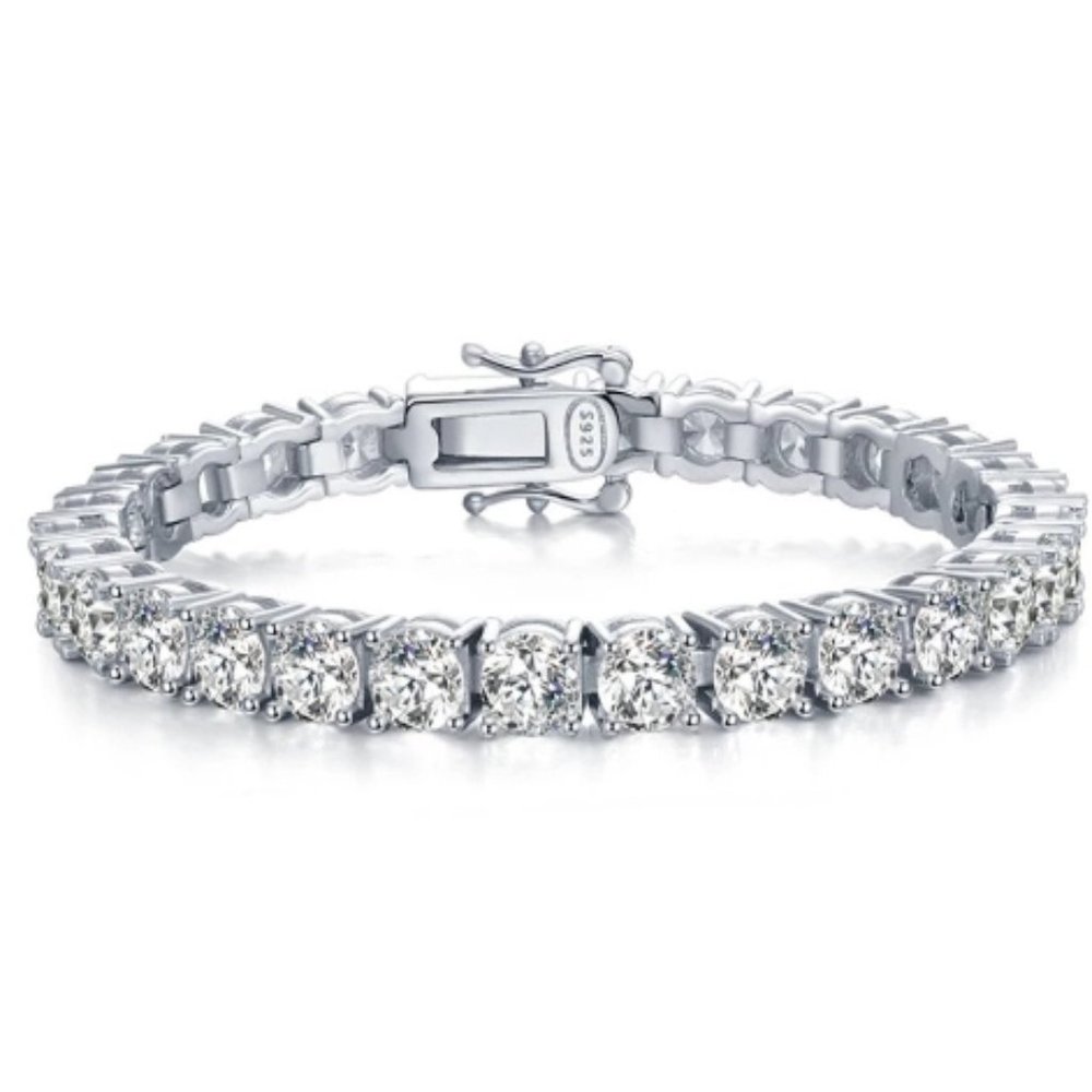 16.5-Carats Tennis Bracelet 7" GRA Certified Moissanite Diamonds Sterling Silver
